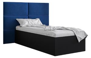 Jednolôžková posteľ s čalúneným čelom 90 cm Brittany 2 (čierna matná + modrá) (s roštom). Vlastná spoľahlivá doprava až k Vám domov. 1045916