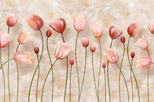 Tapeta staroružové tulipány - 225x150