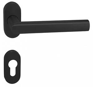 Dverové kovanie MP Favorit - UOR (ČIERNA MATNÁ), kľučka ľavá / guľa, Otvor na cylindrickú vložku PZ, MP BS (čierna mat)