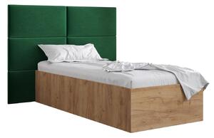 Jednolôžková posteľ s čalúneným čelom 90 cm Brittany 2 (dub craft zlatý + zelená) (s roštom). Vlastná spoľahlivá doprava až k Vám domov. 1045920