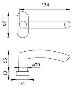 Dverové kovanie MP Nero - UOR (ČIERNA MAT), kľučka-kľučka, Otvor na cylindrickú vložku PZ, MP BS (čierna mat)