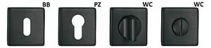 Dverové kovanie TWIN LEO-T HA247 HR (CM), kľučka/kľučka, hranatá rozeta, Hranatá rozeta s otvorom na cylidrickú vložku PZ, Twin CM (čierny mat)