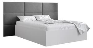 Manželská posteľ s čalúneným čelom 160 cm Brittany 2 (biela matná + sivá) (s roštom). Vlastná spoľahlivá doprava až k Vám domov. 1045936