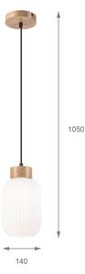 Luster na lanku HARMONY 1xE27/15W/230V pr. 14 cm biela/dub
