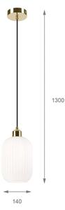 Luster na lanku HARMA 1xE27/15W/230V pr. 14 cm biela/zlatá