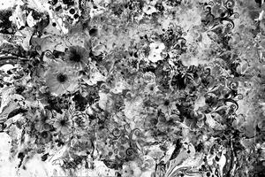 Samolepiaca tapeta kvety v čiernobielom prevedení