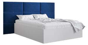 Manželská posteľ s čalúneným čelom 160 cm Brittany 2 (biela matná + modrá) (s roštom). Vlastná spoľahlivá doprava až k Vám domov. 1045942