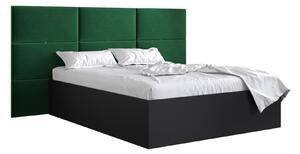 Manželská posteľ s čalúneným čelom 160 cm Brittany 2 (čierna matná + zelená) (s roštom). Vlastná spoľahlivá doprava až k Vám domov. 1045946
