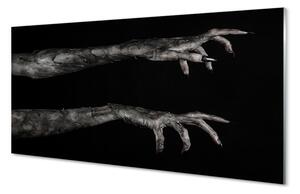 Obraz na skle Čierne pozadie špinavé ruky 120x60 cm 4 Prívesky