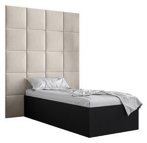 Jednolôžková posteľ s čalúneným čelom 90 cm Brittany 3 (čierna matná + krémová) (s roštom). Vlastná spoľahlivá doprava až k Vám domov. 1045955