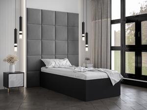 Jednolôžková posteľ s čalúneným čelom 90 cm Brittany 3 (čierna matná + sivá) (s roštom). Vlastná spoľahlivá doprava až k Vám domov. 1045964