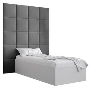 Jednolôžková posteľ s čalúneným čelom 90 cm Brittany 3 (biela matná + sivá) (s roštom). Vlastná spoľahlivá doprava až k Vám domov. 1045963