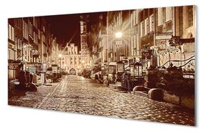 Sklenený obraz Gdańsk Staré Mesto Nočné 100x50 cm 2 Prívesky
