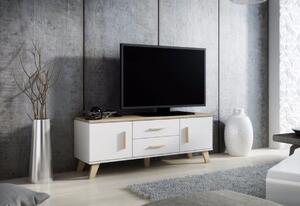 TV stolík LOTTA, 140x50,1x40, biela/dub