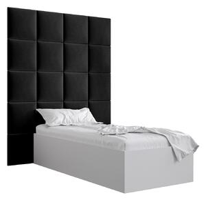 Jednolôžková posteľ s čalúneným čelom 90 cm Brittany 3 (biela matná + čierna) (s roštom). Vlastná spoľahlivá doprava až k Vám domov. 1045966