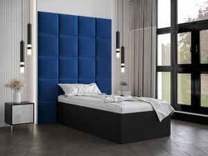 Jednolôžková posteľ s čalúneným čelom 90 cm Brittany 3 (čierna matná + modrá) (s roštom). Vlastná spoľahlivá doprava až k Vám domov. 1045970