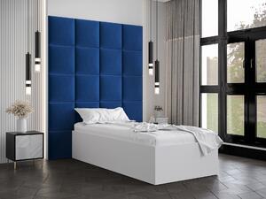 Jednolôžková posteľ s čalúneným čelom 90 cm Brittany 3 (biela matná + modrá) (s roštom). Vlastná spoľahlivá doprava až k Vám domov. 1045969