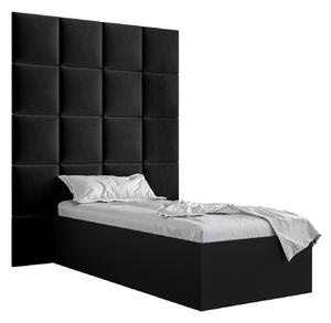 Jednolôžková posteľ s čalúneným čelom 90 cm Brittany 3 (čierna matná + čierna) (s roštom). Vlastná spoľahlivá doprava až k Vám domov. 1045967