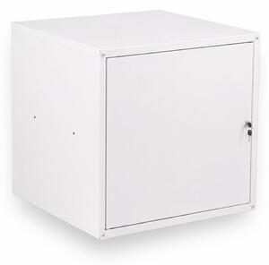 Šatníková skrinka s uzamykateľným boxom 550 x 550 x 550 mm, cylindrický zámok, sivé dvere