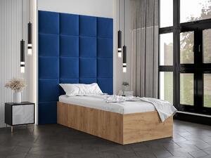 Jednolôžková posteľ s čalúneným čelom 90 cm Brittany 3 (dub craft zlatý + modrá) (s roštom). Vlastná spoľahlivá doprava až k Vám domov. 1045971