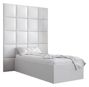 Jednolôžková posteľ s čalúneným čelom 90 cm Brittany 3 (biela matná + biela) (s roštom). Vlastná spoľahlivá doprava až k Vám domov. 1045975