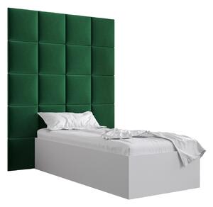Jednolôžková posteľ s čalúneným čelom 90 cm Brittany 3 (biela matná + zelená) (s roštom). Vlastná spoľahlivá doprava až k Vám domov. 1045972