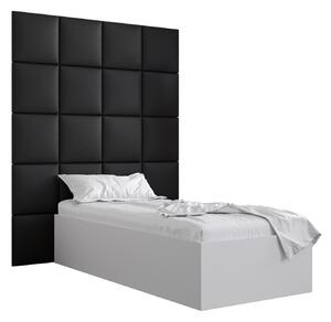Jednolôžková posteľ s čalúneným čelom 90 cm Brittany 3 (biela matná + čierna) (s roštom). Vlastná spoľahlivá doprava až k Vám domov. 1045978