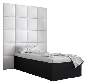 Jednolôžková posteľ s čalúneným čelom 90 cm Brittany 3 (čierna matná + biela) (s roštom). Vlastná spoľahlivá doprava až k Vám domov. 1045976