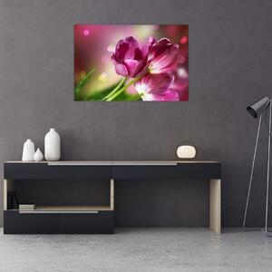 Obraz ružových tulipánov (90x60 cm)