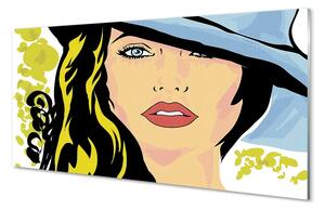 Obraz na skle žena klobúk 140x70 cm 2 Prívesky