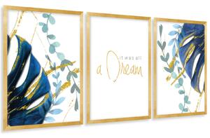 Gario Sada plagátov Dreams - 3 dielna Farba rámu: Zlatá, Veľkosť: 99 x 45 cm