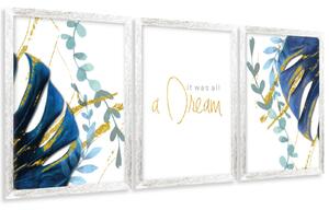 Gario Sada plagátov Dreams - 3 dielna Farba rámu: Zlatá, Veľkosť: 99 x 45 cm