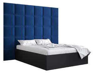 Manželská posteľ s čalúneným čelom 160 cm Brittany 3 (čierna matná + modrá) (s roštom). Vlastná spoľahlivá doprava až k Vám domov. 1045997