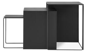 Kovový odkladací stolík Cluster Black – sada 3 ks