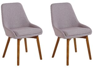 Sada 2 jedálnych stoličiek sivých taupe polyesterovej látky drevené nohy polstrovaný sedák