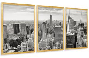 Gario Sada plagátov New York City - 3 dielna Farba rámu: Zlatá, Veľkosť: 135 x 63 cm