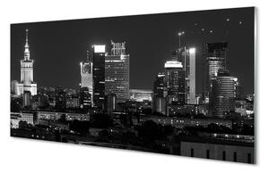 Sklenený obraz Nočná panoráma Varšavy mrakodrapov 120x60 cm 2 Prívesky