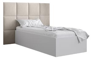 Jednolôžková posteľ s čalúneným čelom 90 cm Brittany 4 (biela matná + krémová) (s roštom). Vlastná spoľahlivá doprava až k Vám domov. 1046008