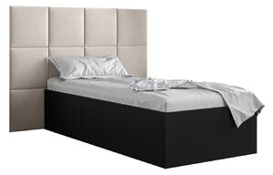 Jednolôžková posteľ s čalúneným čelom 90 cm Brittany 4 (čierna matná + krémová) (s roštom). Vlastná spoľahlivá doprava až k Vám domov. 1046009