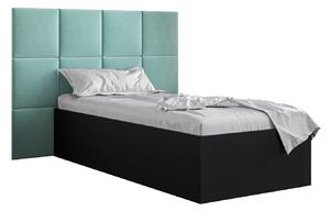 Jednolôžková posteľ s čalúneným čelom 90 cm Brittany 4 (čierna matná + mätová) (s roštom). Vlastná spoľahlivá doprava až k Vám domov. 1046015