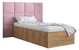 Jednolôžková posteľ s čalúneným čelom 90 cm Brittany 4 (dub craft zlatý + ružová) (s roštom). Vlastná spoľahlivá doprava až k Vám domov. 1046013