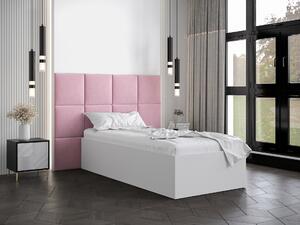 Jednolôžková posteľ s čalúneným čelom 90 cm Brittany 4 (biela matná + ružová) (s roštom). Vlastná spoľahlivá doprava až k Vám domov. 1046011