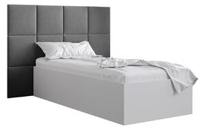 Jednolôžková posteľ s čalúneným čelom 90 cm Brittany 4 (biela matná + sivá) (s roštom). Vlastná spoľahlivá doprava až k Vám domov. 1046017