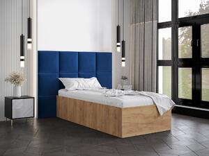 Jednolôžková posteľ s čalúneným čelom 90 cm Brittany 4 (dub craft zlatý + modrá) (s roštom). Vlastná spoľahlivá doprava až k Vám domov. 1046025
