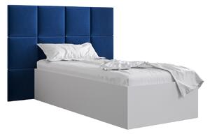 Jednolôžková posteľ s čalúneným čelom 90 cm Brittany 4 (biela matná + modrá) (s roštom). Vlastná spoľahlivá doprava až k Vám domov. 1046023