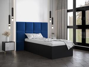 Jednolôžková posteľ s čalúneným čelom 90 cm Brittany 4 (čierna matná + modrá) (s roštom). Vlastná spoľahlivá doprava až k Vám domov. 1046024