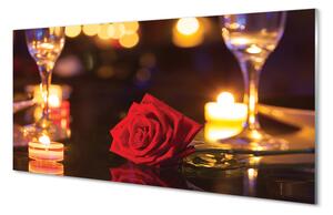 Obraz na skle Rose sviečka okuliare 140x70 cm 4 Prívesky