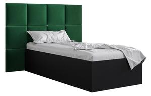 Jednolôžková posteľ s čalúneným čelom 90 cm Brittany 4 (čierna matná + zelená) (s roštom). Vlastná spoľahlivá doprava až k Vám domov. 1046027