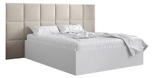 Manželská posteľ s čalúneným čelom 160 cm Brittany 4 (biela matná + krémová) (s roštom). Vlastná spoľahlivá doprava až k Vám domov. 1046035