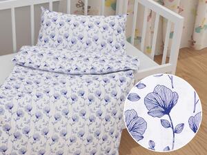 Biante Detské bavlnené posteľné obliečky do postieľky Sandra SA-254 Modré poľné kvety Do postieľky 100x135 a 40x60 cm